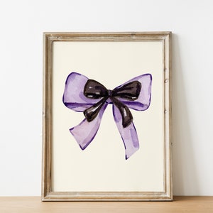 purple bow art poster, coquette room decor, purple girly wall art, balletcore digital print, aesthetic decor, digital print image 3