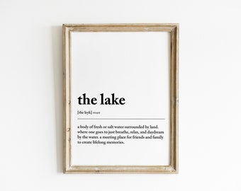 lake definition print | lake house gift | lake house decor | printable wall art for lake house | home wall art | digital download