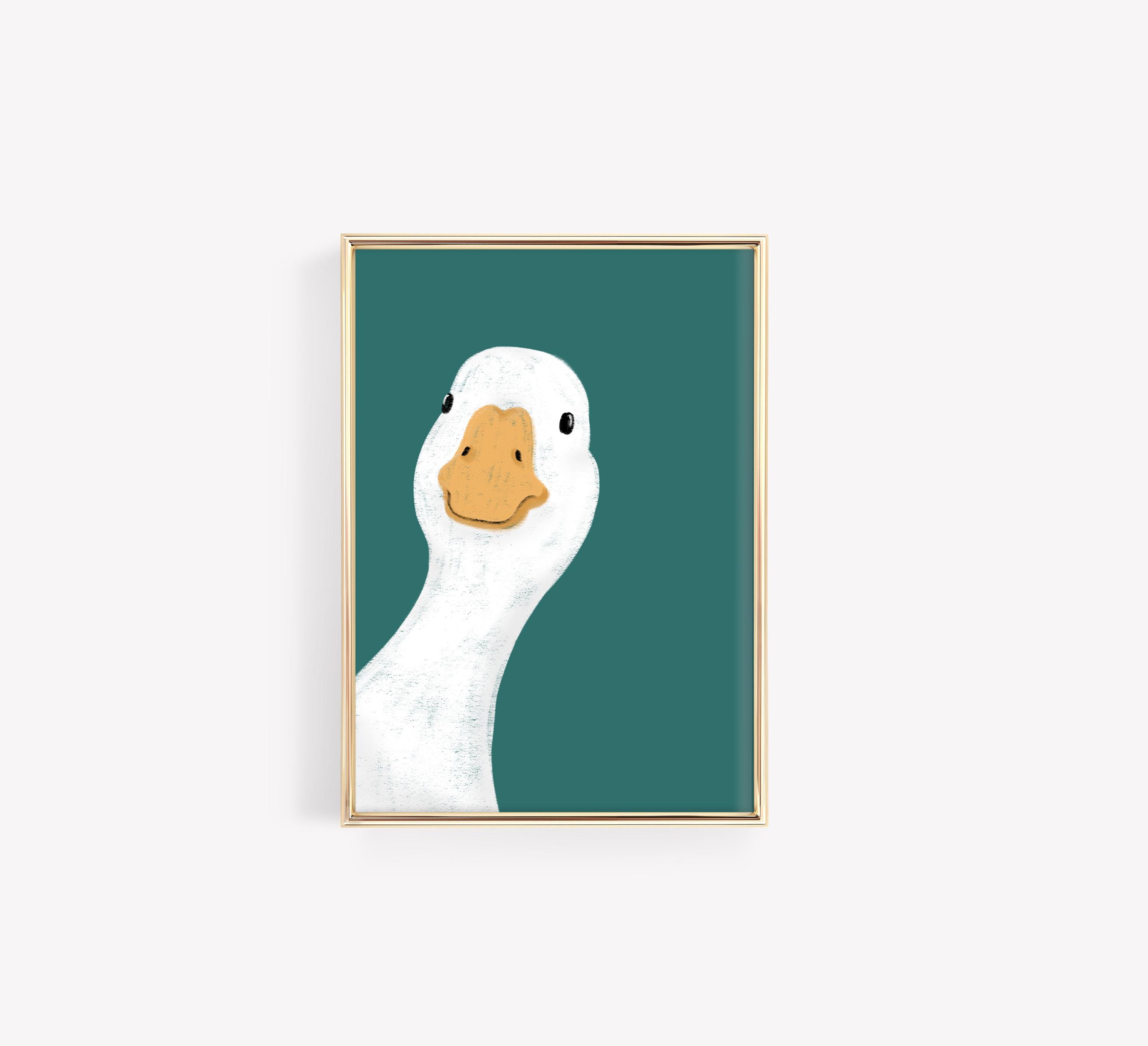 Duck Pop Art Print Set: Retro Teal Mid-century Modern Nursery Decor ...