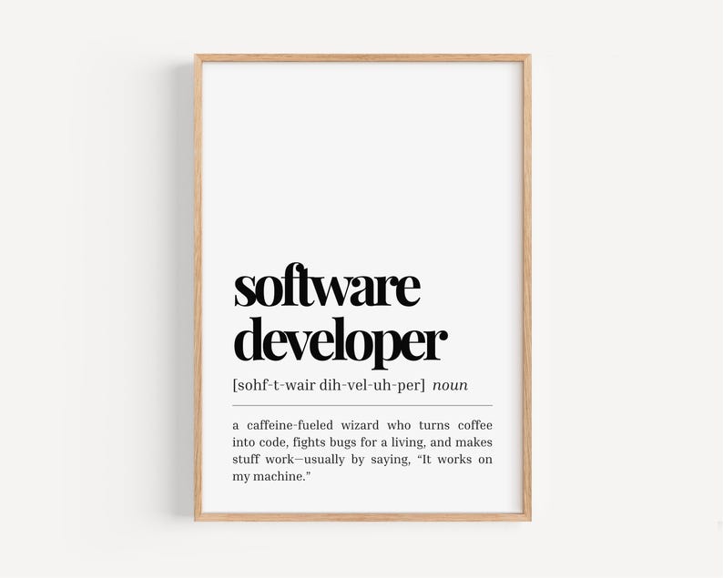 Software Developer Definition Print: Funny Coder Gift (Digital Download) image 1