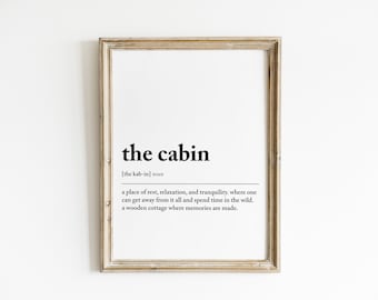 cabin definition print | cabin decor | printable wall art for cabin | minimalist poster | home wall art | dictionary art | digital download