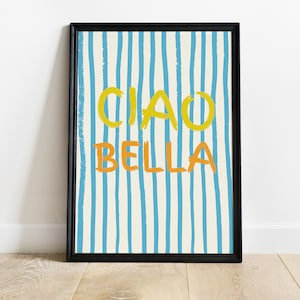 ciao bella | Italiaanse muurkunst | kunst aan de muur woonkamer | minimalistische woondecoratie | digitale download | Italiaans cadeau | Italië reizen