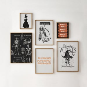 Spooky Halloween Art Prints: Witches, Grim Reaper, Pumpkins (Digital Download)