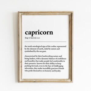 CAPRICORN DEFINITION PRINT Wall Art Print Capricorn Print Gift For Capricorn Zodiac Star Sign Astrology Art image 6