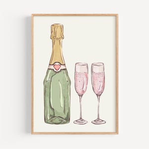 Champagne Bottle Print: Elegant Wine Art for Kitchen & Bar (Digital Download)