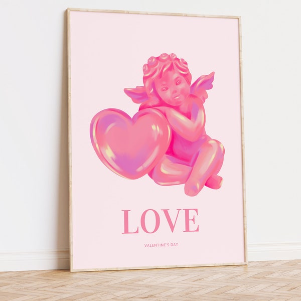 charming valentine's day cherub wall decor, contemporary valentine wall art, romantic home decor, valentine's prints,  digital download