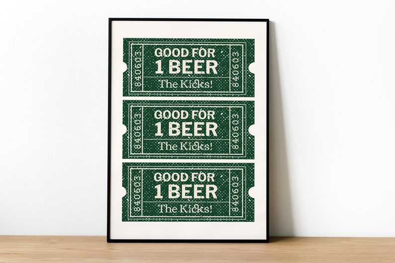 Green Ticket Wall Art St. Patrick's Decor Beer Wall Art Bar Cart Wall Decor Trendy Wall Art Cheers Print Digital Download image 5