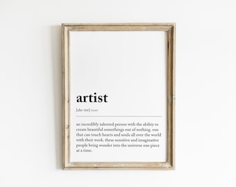 artist definition print | gift for artist | art studio decor | artist gifts | musician gift | writer gift | painter gift | digital download