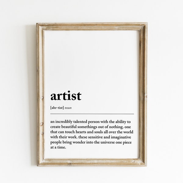 artist definition print | gift for artist | art studio decor | artist gifts | musician gift | writer gift | painter gift | digital download