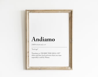 andiamo definition print | PRINTABLE | italian definition print | italian art | italian wall decor | italian prints | digital download