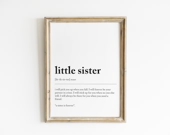 Little Sister Definition Print | Sister Definition Sign | Sister Gift | Sister Printable Wall Art | Siblings Gift | Sister Wall Art