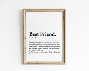 BEST FRIEND DEFINITION Meaning | Printable Wall Art | Best Friend Gift | Digital Download Print