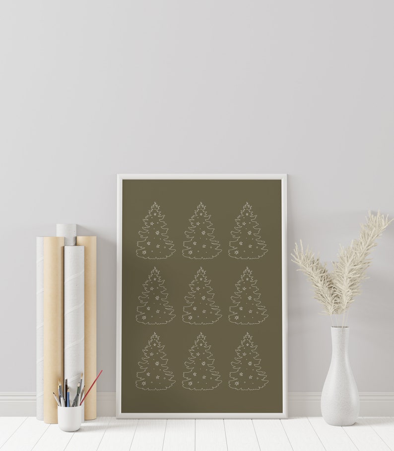 christmas tree art christmas print holiday home decor christmas wall art neutral christmas decor printable wall art image 4