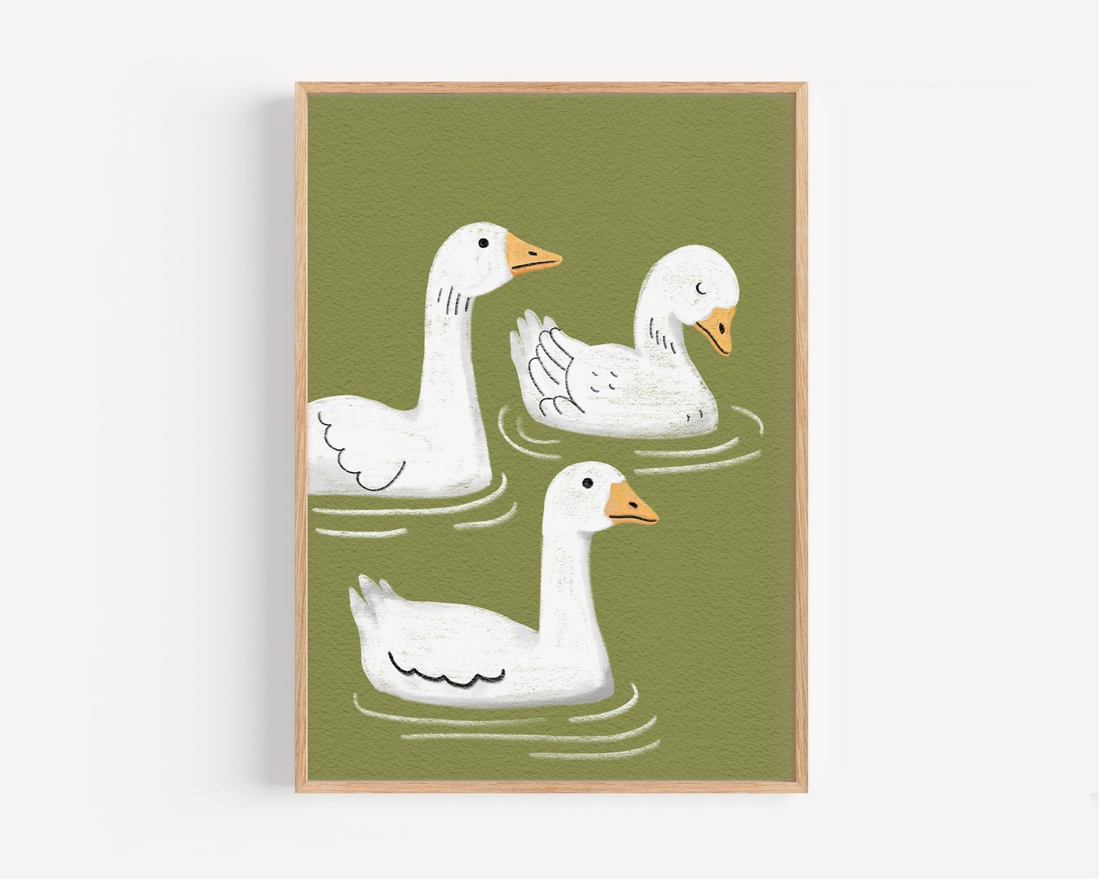 Sage Green Goose Wall Art Set of 6 – Farmhouse Nursery Decor, Kids Room ...
