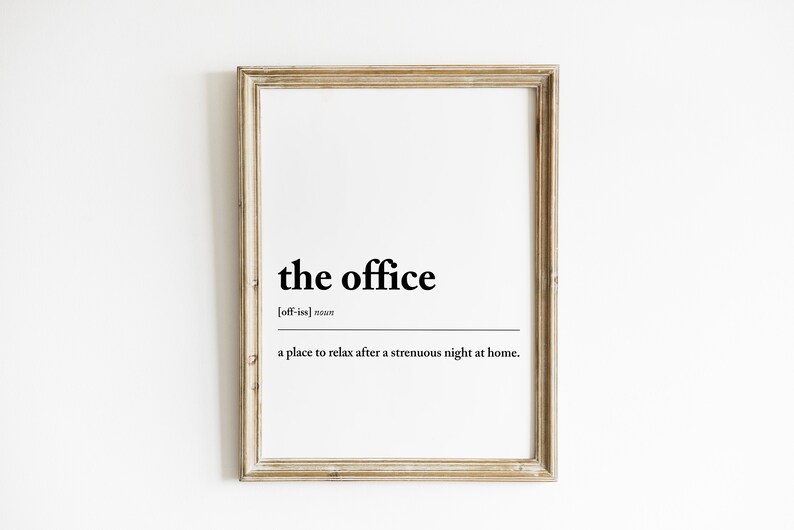 The Office Definition Wall Art Funny Office Quote Printable, Minimalist