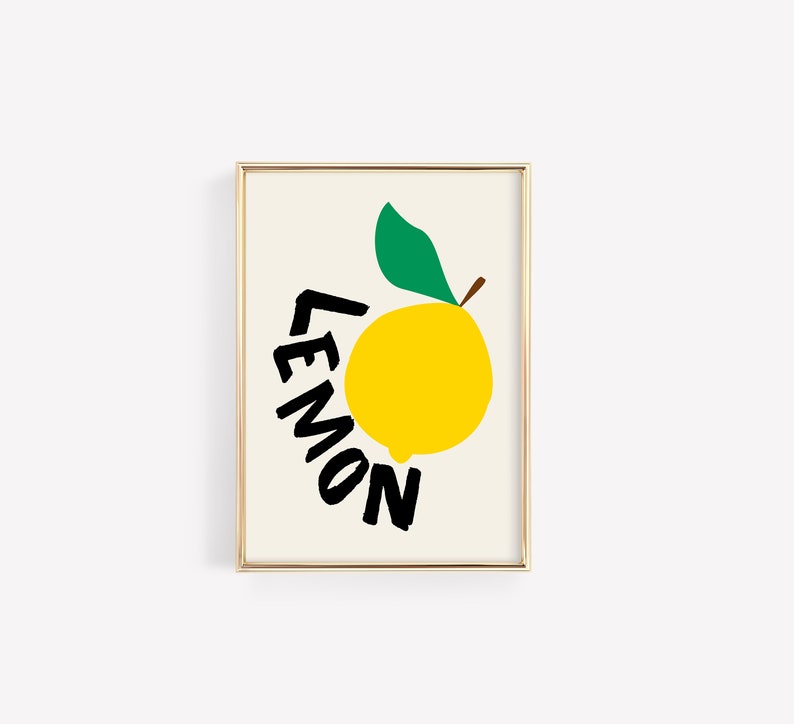 Aesthetic Kitchen Wall Art, Lemon Girl Gift, Lemon Poster, Kitchen Print, Kitchen Poster, Large Wall Art, Digital Wall Art Print image 2