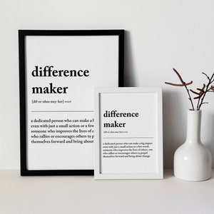 Difference Maker Definition Print, Minimal Print, Gift For Sister, Best Friend Gift, Mentor Gift, Wall Art, Teacher Present,Instant Download image 3