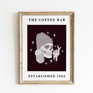 coffee wall art coffee bar print halloween coffee bar decor skeleton print coffee poster coffee printable digital download image 5