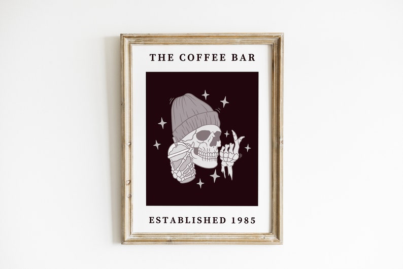 coffee wall art coffee bar print halloween coffee bar decor skeleton print coffee poster coffee printable digital download image 5