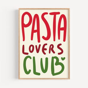 Pasta Lovers Club Print: Italian Kitchen Wall Art (Digital Download)