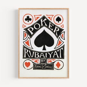 Impresión artística de póker vintage / Póster de póker retro preppy / Decoración de pared de casino única / Ilustración de naipes / Arte de pared para sala de juegos, imprimible
