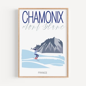 Chamonix Mont Blanc Ski Poster: Vintage Travel Art (Digital Download)