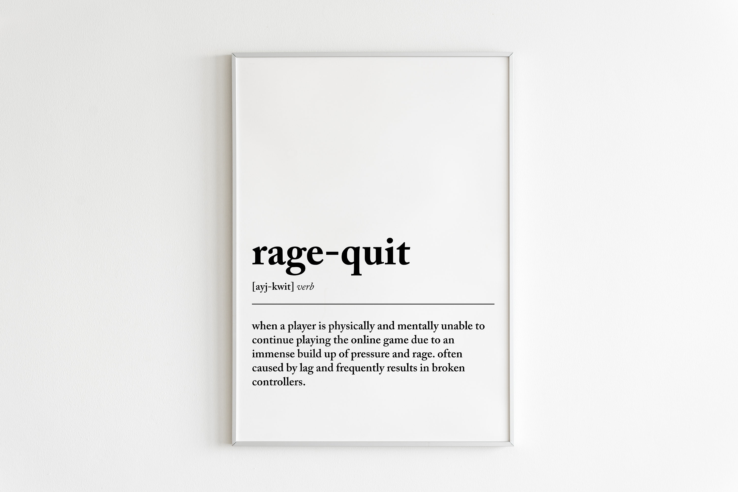 Rage Quit Definition Print Gamer Gift Funny Definition -  Israel