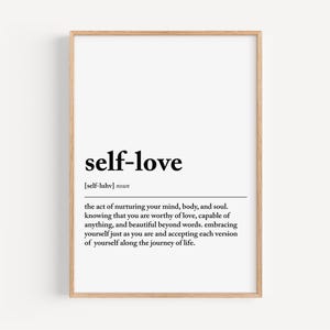 self love definition print | self love wall art | definition print | minimalist poster | home decor printable wall art | digital download