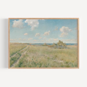 Serene Landschaft Digitaler Download - Friedliche Feld & Himmel Wand Kunst für Schlafzimmer, Wohnzimmer, Büro, Vintage Malerei Wohnkultur Geschenk
