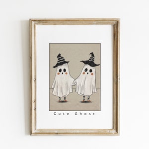 halloween decor cute ghost halloween printable wall art vintage halloween poster large wall art digital print image 1