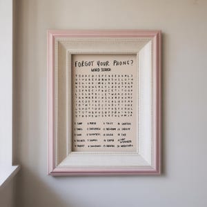 Bathroom Word Search Print, Forgot Your Phone Sign, Funny Guest Bath Wall Art image 3
