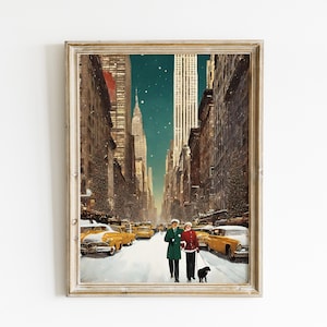 classic christmas print New York christmas print christmas wall art travel New York retro christmas holiday decor image 5