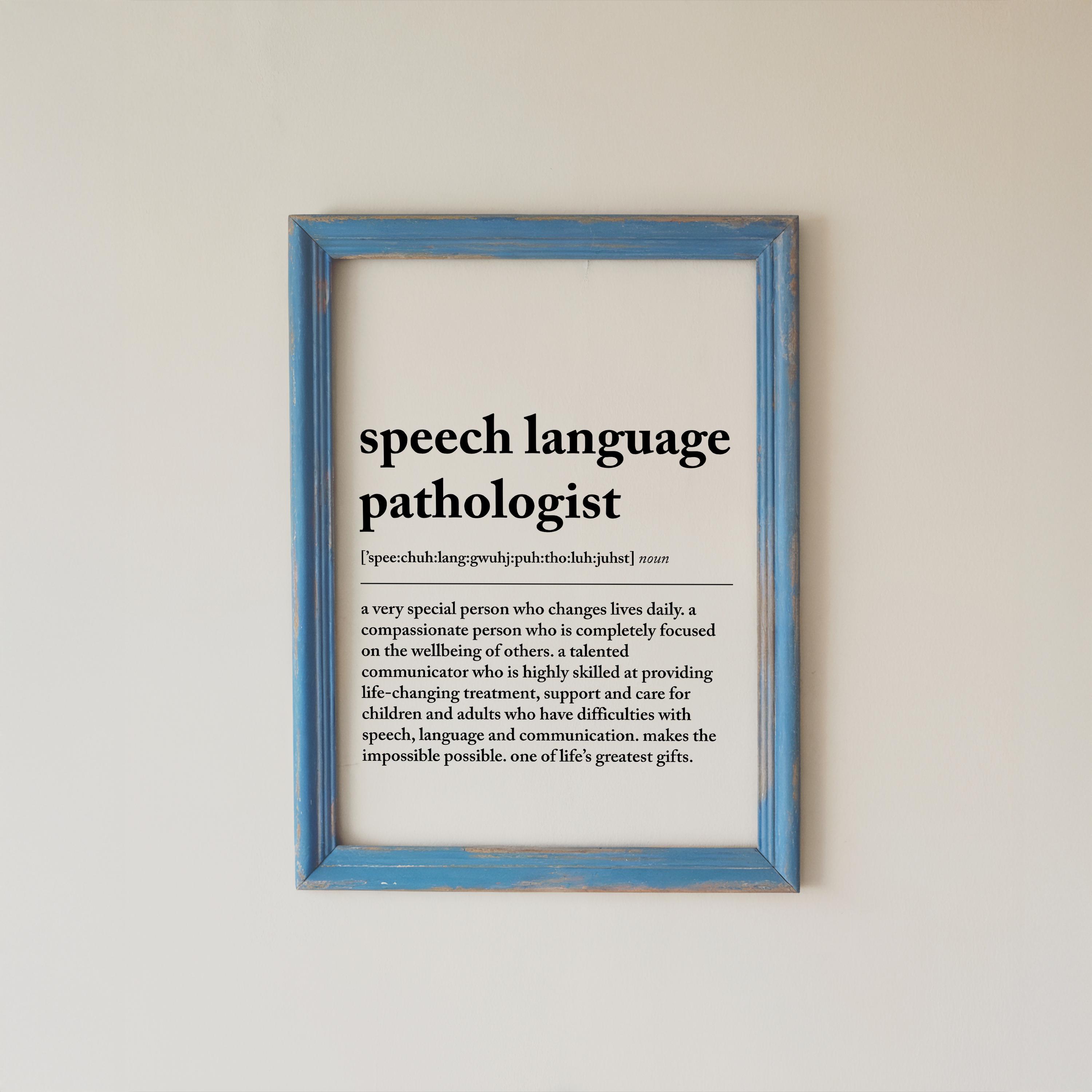 Speech Language Pathologist Definition Print: Therapist Gift 