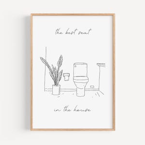 Funny Bathroom Wall Art: Minimalist Toilet Print (Digital Download)
