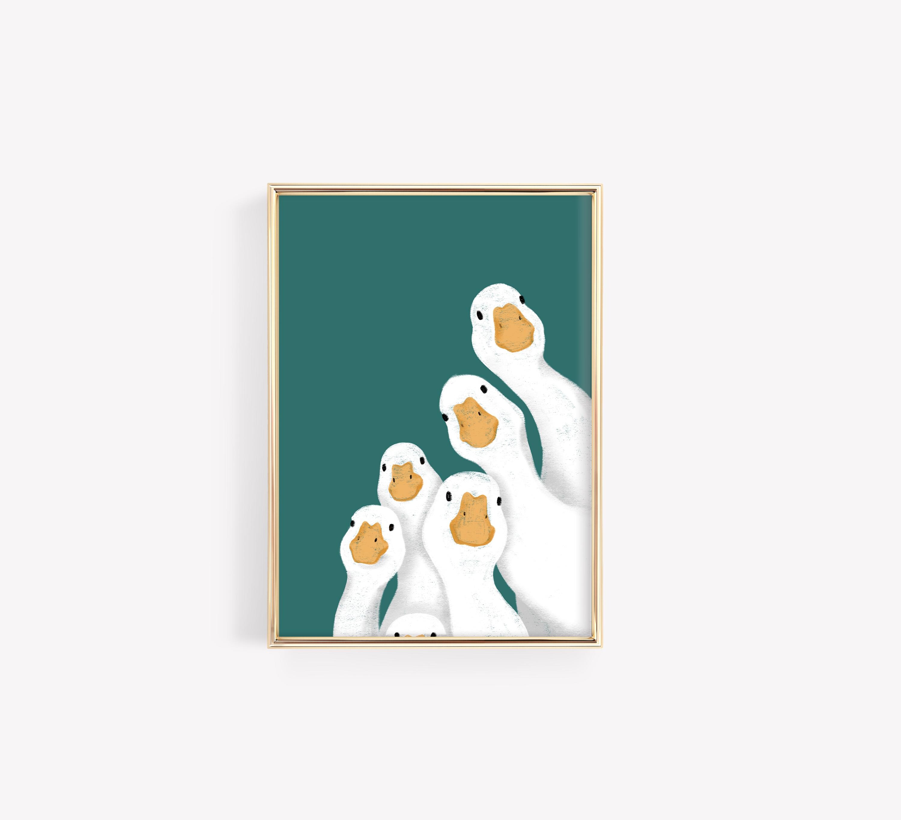 Duck Pop Art Print Set: Retro Teal Mid-century Modern Nursery Decor ...