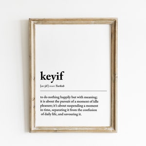 Impresión de la definición de Keyif: Arte motivacional turco (descarga digital)