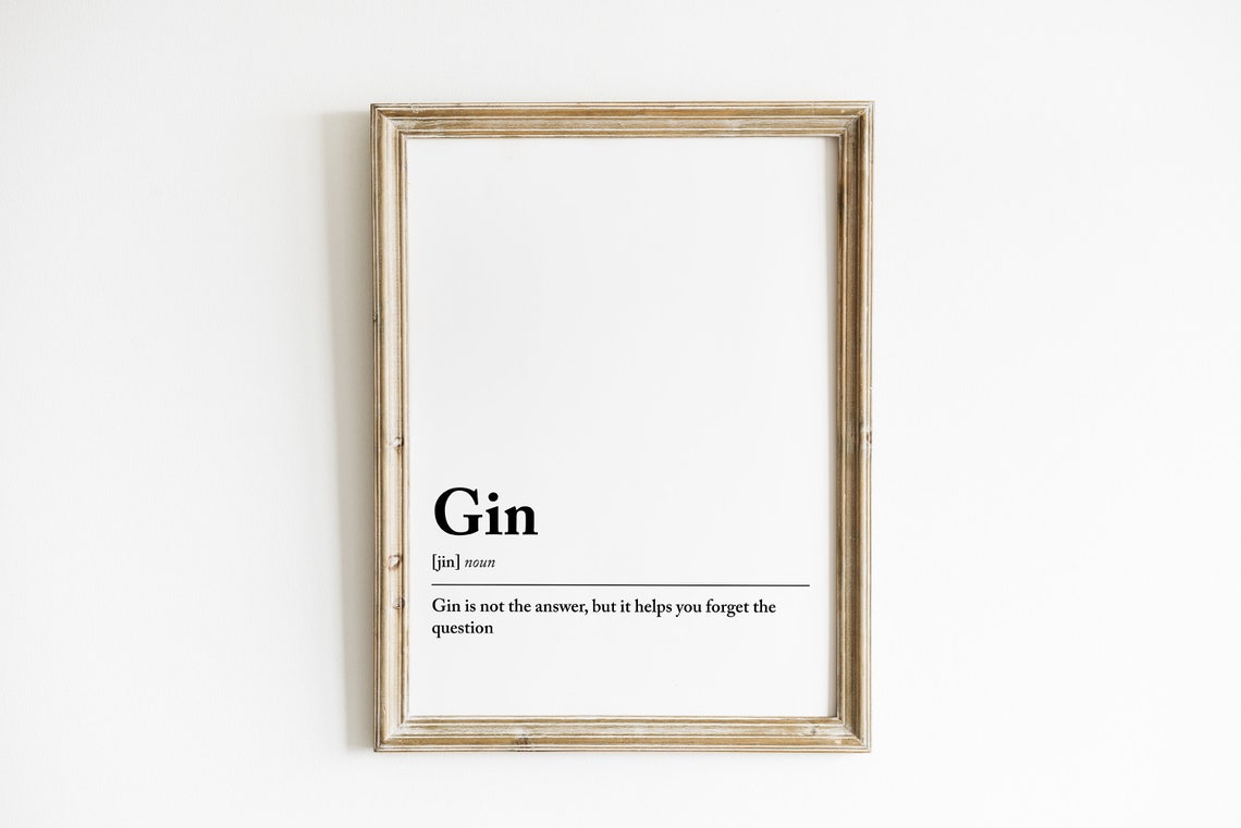 Gin Definition Print Gin Bar Print Gin Wall Art Gin Lover Gift