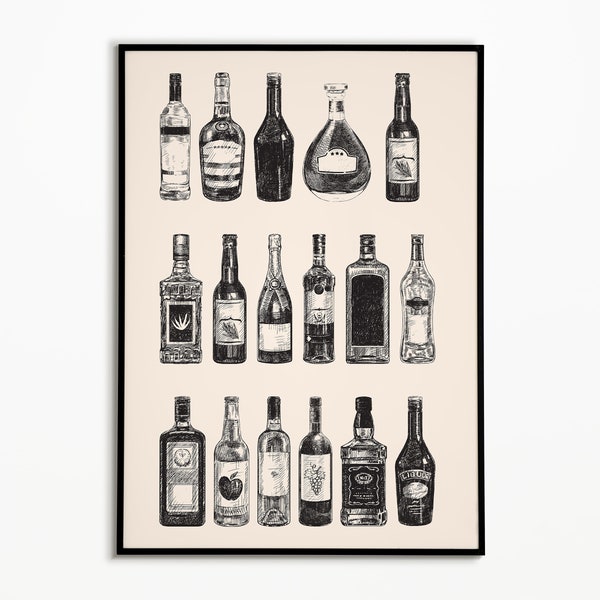 Liquor Bottle Art Etsy