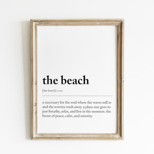 beach definition print | beach house decor | beach house sign | beach house gift | black and white beach print | beach art | digital print