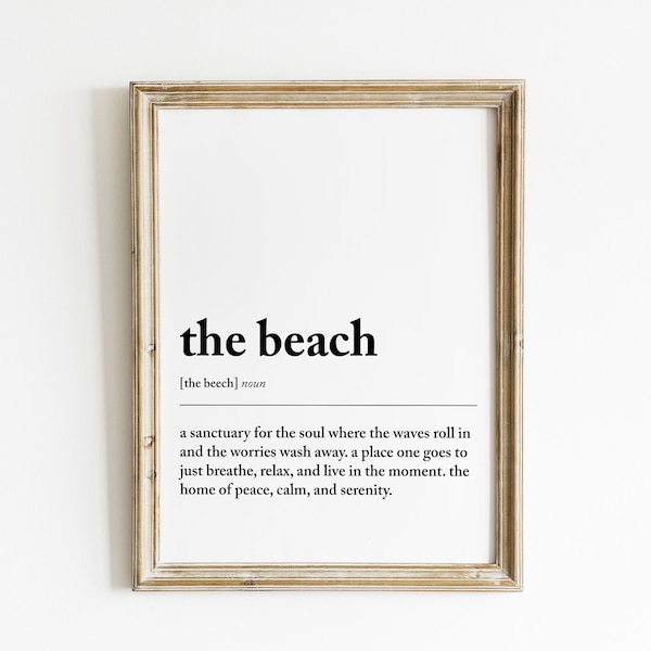 beach definition print | beach house decor | beach house sign | beach house gift | black and white beach print | beach art | digital print