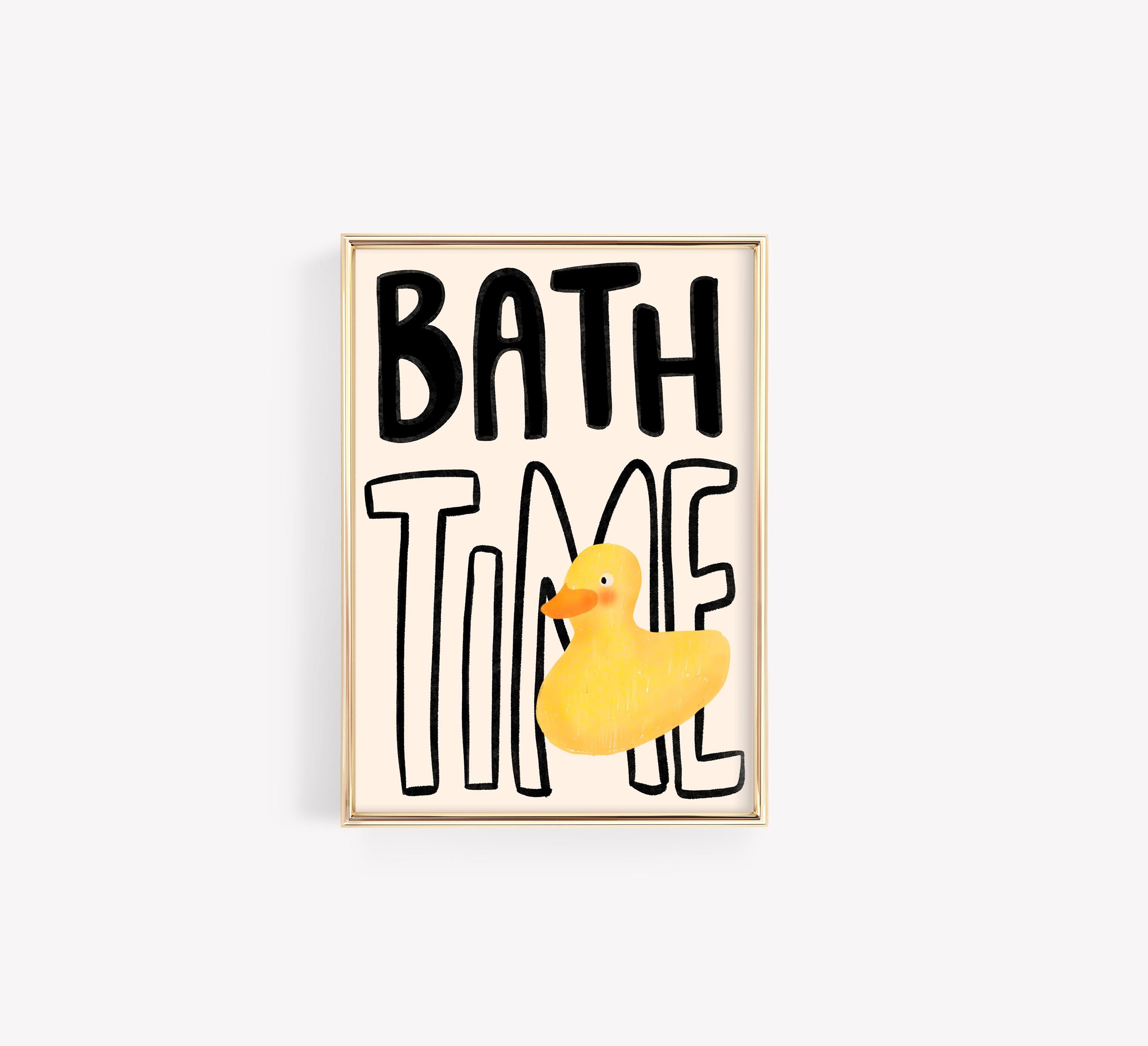 Rubber Duck Bathroom Print Set – Retro Kids Bath Wall Art (digital ...
