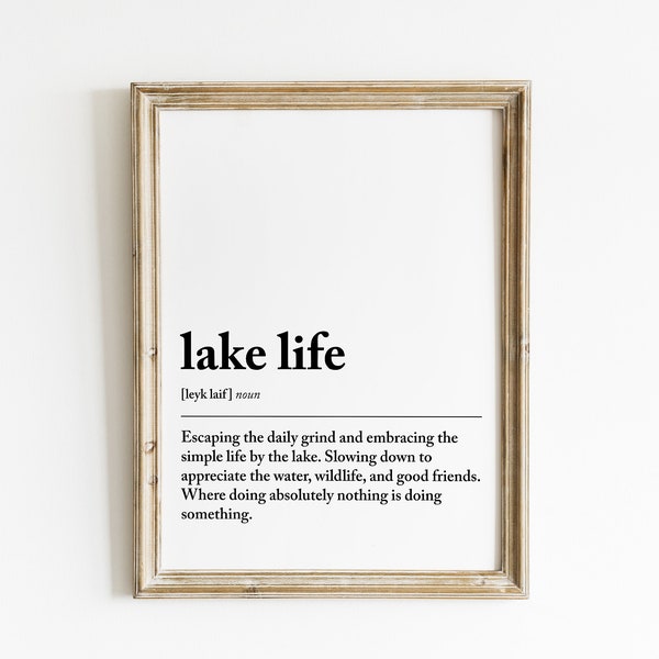 lake life definition print | lake house gift | lake house decor | printable wall art for lake house | home wall art | digital download