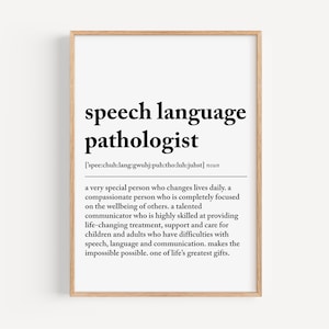 Speech Language Pathologist Definition Print | Speech Language Therapist Gift | Speech Pathologist gift | graduation gift | wall art