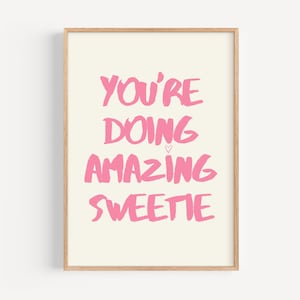 Girly Room Decor Print: Retro Pink Preppy Wall Art (Digital Download)