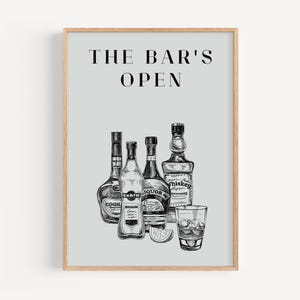 The Bar's Open Print | Art Deco Bar Prints | Retro Bar Prints | Bar Cart Prints | Bar Art | Bar Printables | Kitchen Prints | PRINTABLE