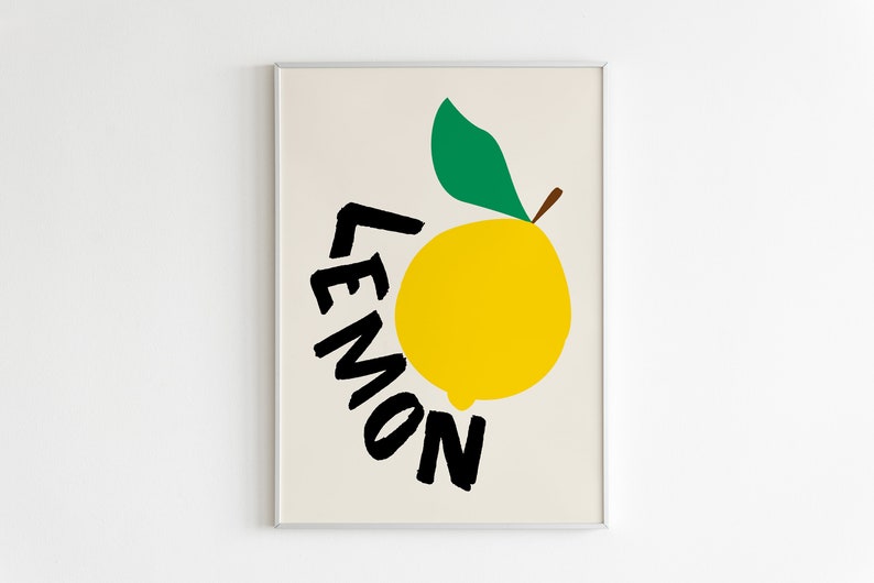 Aesthetic Kitchen Wall Art, Lemon Girl Gift, Lemon Poster, Kitchen Print, Kitchen Poster, Large Wall Art, Digital Wall Art Print image 4