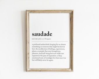 saudade definition print | portuguese home decor | portuguese gift | brazillian wall decor | minimalist poster |  digital download
