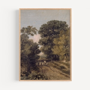 Rustic Landscape Painting: Vintage Neutral Wall Art (Digital Download)