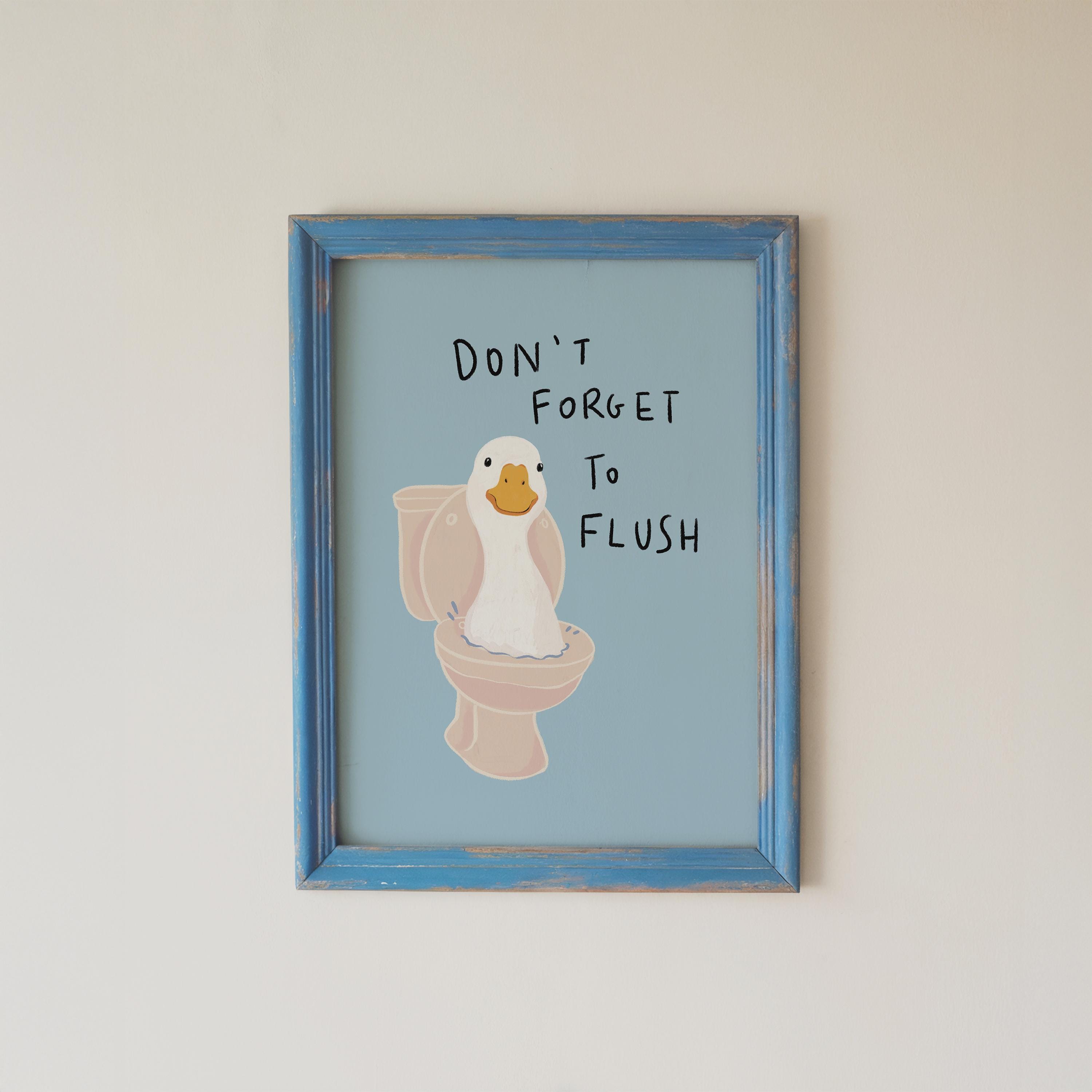 Blue Bathroom Wall Art Set of 6, Funny Duck Bathroom Decor, Digital ...
