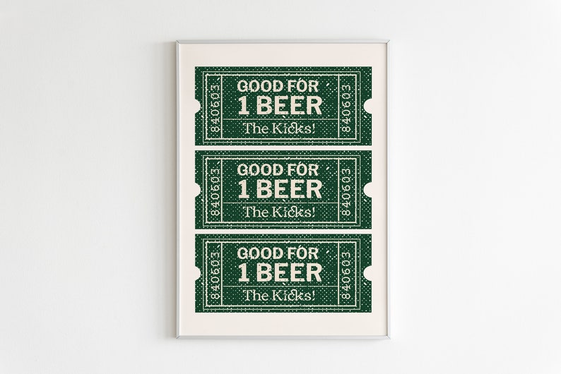 Green Ticket Wall Art St. Patrick's Decor Beer Wall Art Bar Cart Wall Decor Trendy Wall Art Cheers Print Digital Download image 3